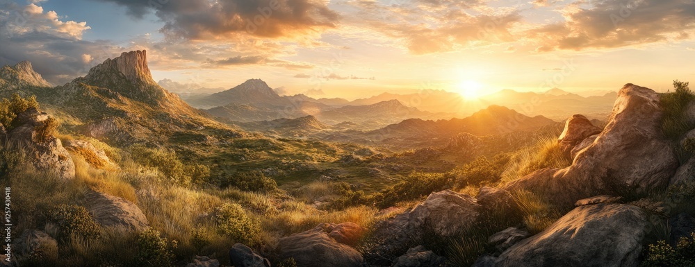 Fototapeta premium Mountain Sunrise Panorama (1)