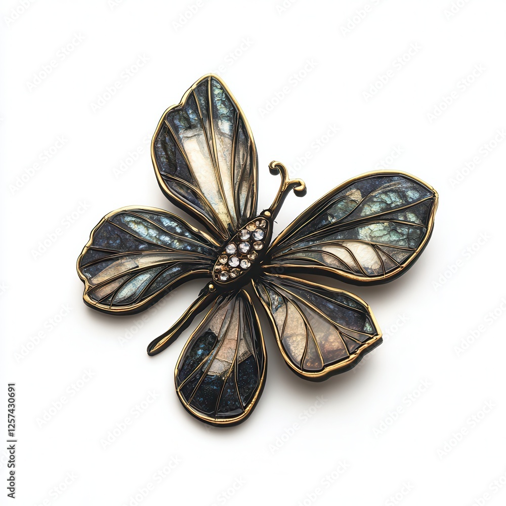 Elegant Butterfly Brooch, Studio Shot, White Background, Jewelry Elegant Butterfly Brooch, Studio Shot, White Background, Jewelry