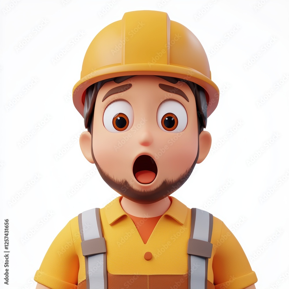 construction worker looking surprised, eyes wide, mouth open, wearing a hard hat, isolated on white construction worker looking surprised, eyes wide, mouth open, wearing a hard hat, isolated on white