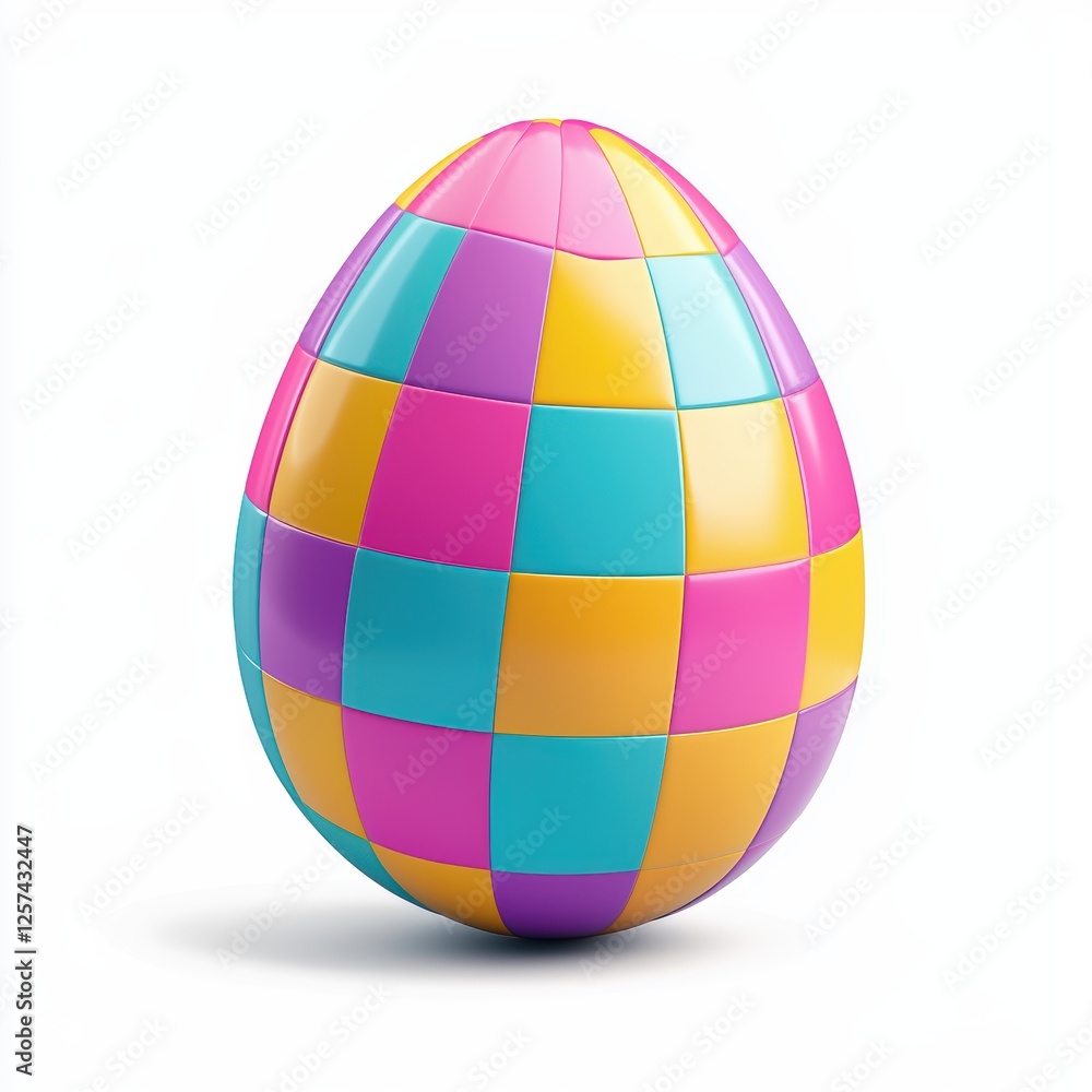 festive Easter egg with a checkered pattern in bright spring colors, isolated on white. festive Easter egg with a checkered pattern in bright spring colors, isolated on white.