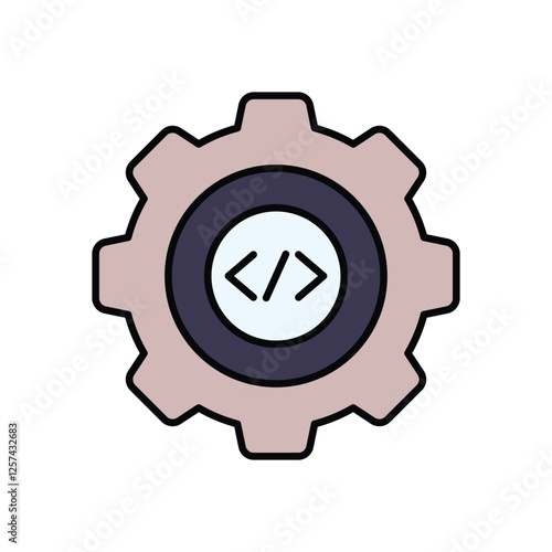 Code brackets with gears vector icon