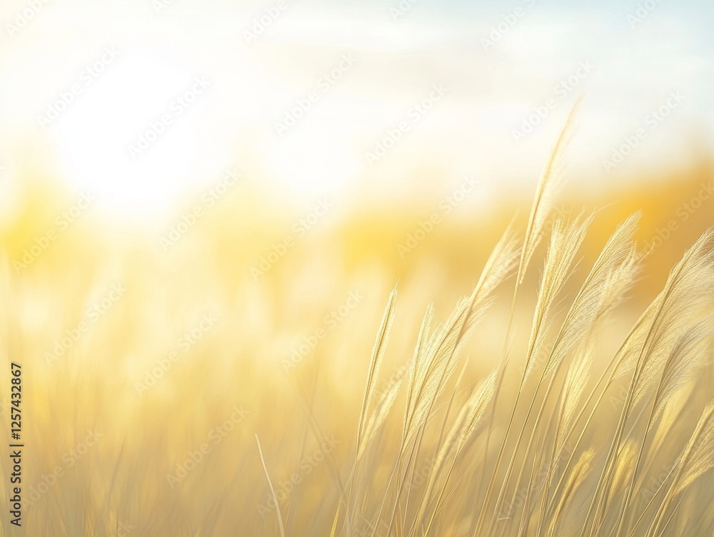 A serene landscape of golden grass swaying gently in the sunlight, evoking tranquility and the beauty of nature.