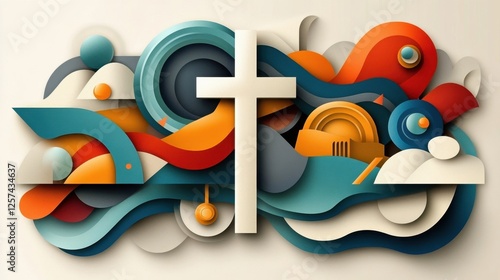 Abstract Cross, Faith, Religion Art