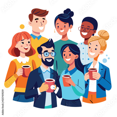 coworkers from different backgrounds enjoying vector image on a white background 
