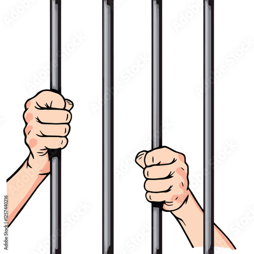 Vsai hands grasping prison bars, imprisonment and criminal justice concept