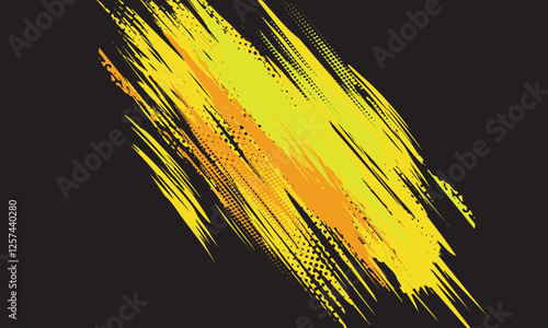 Abstract yellow brush stroke grunge texture rough background vector