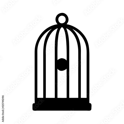 Empty bird cage silhouette icon vector illustration design on white background.
