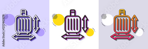 Carry-on baggage size line icon. Halftone dotted pattern. Gradient icon with grain shadow. Hand luggage dimensions sign. Travel carry-on bag symbol. Line baggage size icon. Various designs. Vector