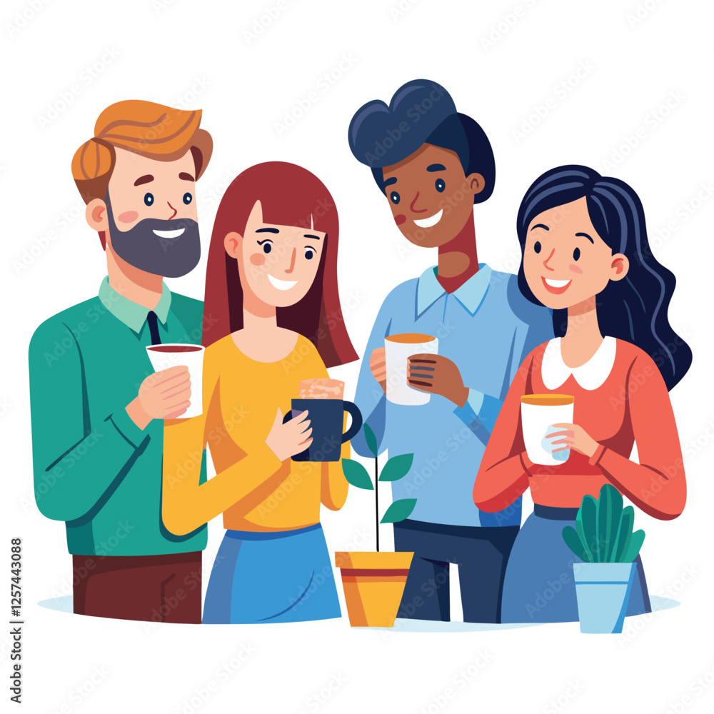 coworkers from different backgrounds enjoying vector image on a white background coworkers from different backgrounds enjoying vector image on a white background