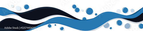 Abstract blue wave design, bubbles background, website header