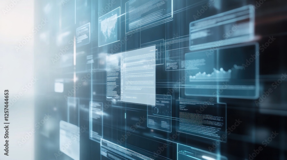 Digital data streams flow across a screen, showcasing global information Digital data streams flow across a screen, showcasing global information