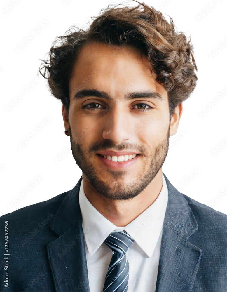 Portrait of only one Man. White Background. Portrait of only one Man. White Background.