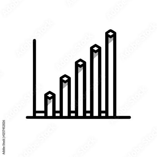 Minimalistic black-and-white line art illustration of a bar chart in a clean vector style