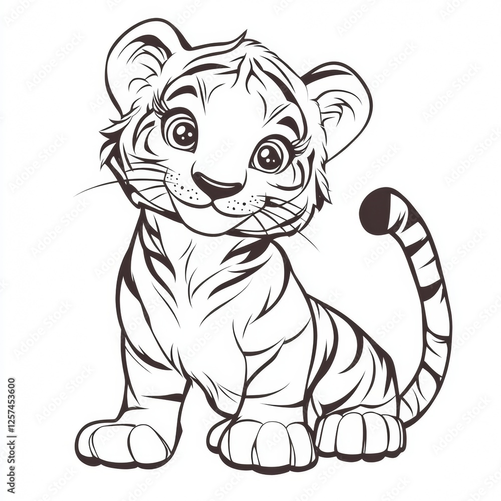 Fototapeta premium white vertebrate felidae tiger facial expression terrestrial animal snout line art cartoon carnivores