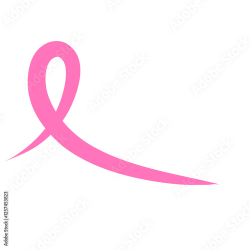 Pink ribbon design . Line art style. Breast Cancer Awareness Month Vector illustration.