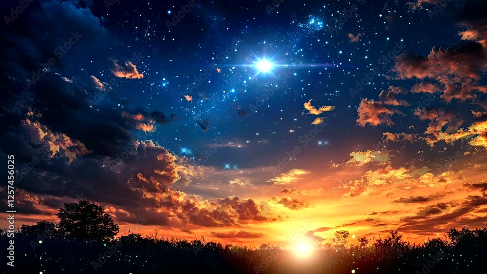 Magical Anime Sky with Dramatic Clouds and Stars Magical Anime Sky with Dramatic Clouds and Stars