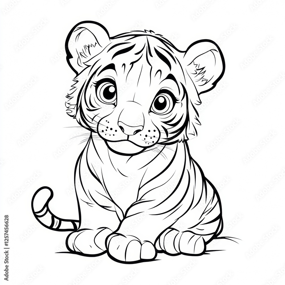 Fototapeta premium white vertebrate facial expression line art felidae tiger terrestrial animal snout cartoon coloring book