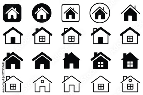 Home icons, vector set, House icon, home icon for apps and websites. House icons sign.  Collection home icons. Collection home icons.  Vector illustration.