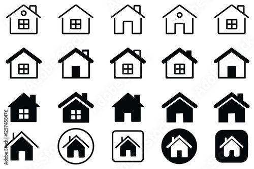 Web home icon, vector set, House icon, home icon for apps and websites. House icons sign.  Collection home icons. Vector illustration.