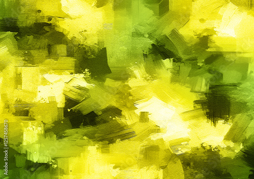 Green and yellow abstract watercolor background with watercolor splashes