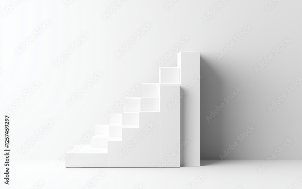 Minimalist white staircase design with geometric shapes and shadows, creating modern aesthetic. Ideal for architectural and interior design concepts Minimalist white staircase design with geometric shapes and shadows, creating modern aesthetic. Ideal for architectural and interior design concepts