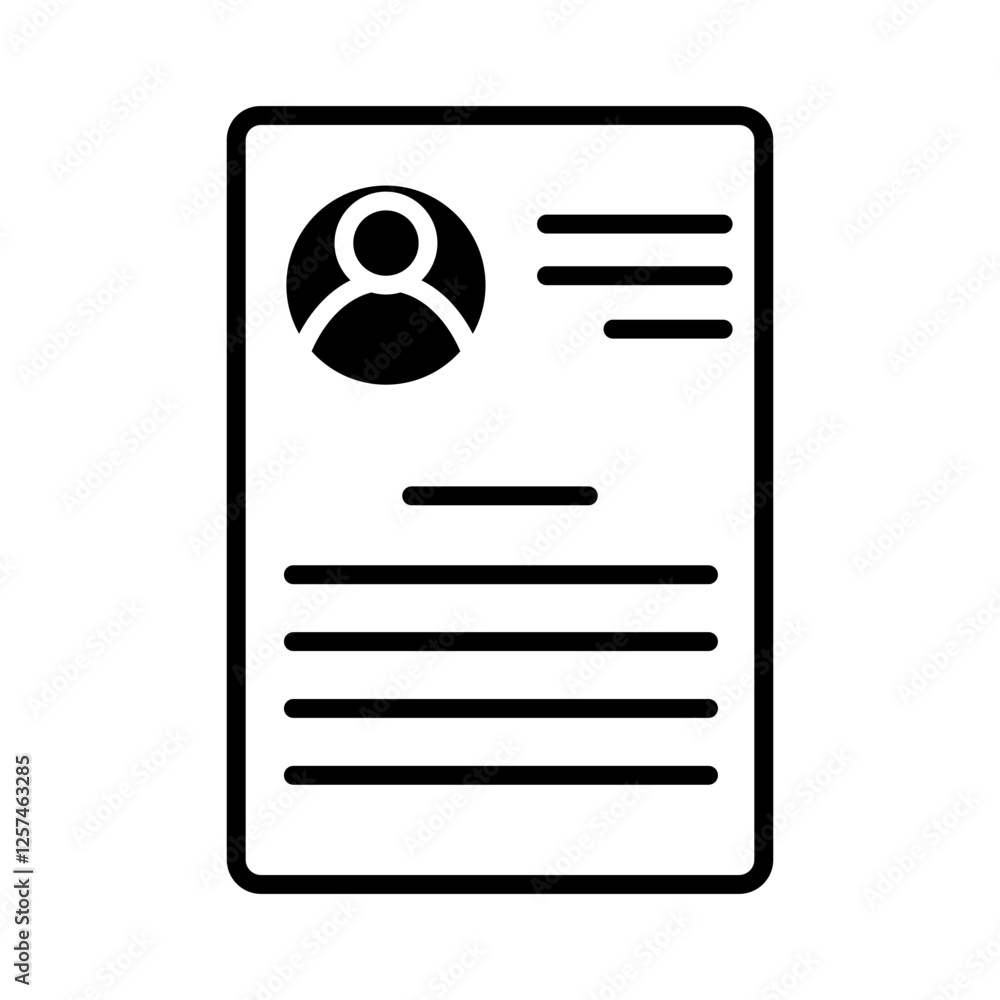 CV icon vector. Resume illustration sign. user data symbol or logo. CV icon vector. Resume illustration sign. user data symbol or logo.