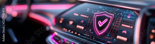 Wallpaper Mural A softly glowing modern dashboard displays an innovative design with a transparent security shield icon Torontodigital.ca