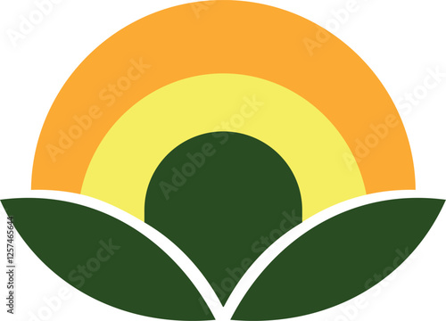 Eco-friendly plant Logo with sun