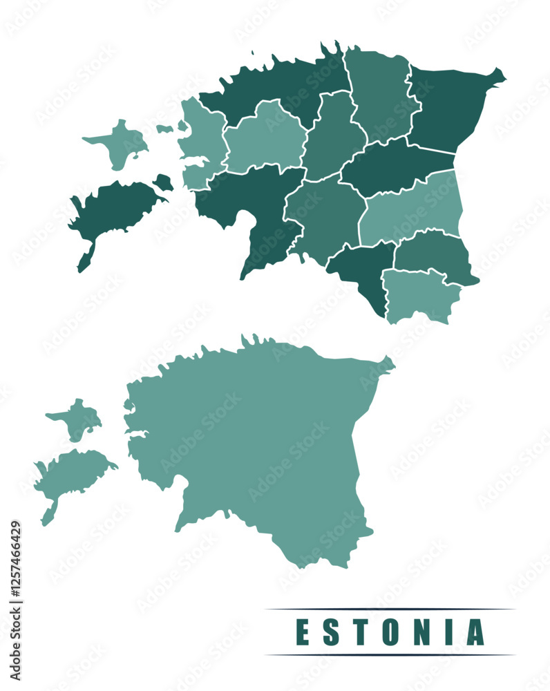 Estonia simple flat political map with states border Estonia simple flat political map with states border