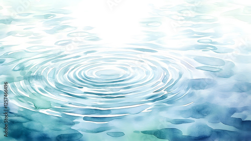 Serene Aqua Watercolor Ripples on Calm Water