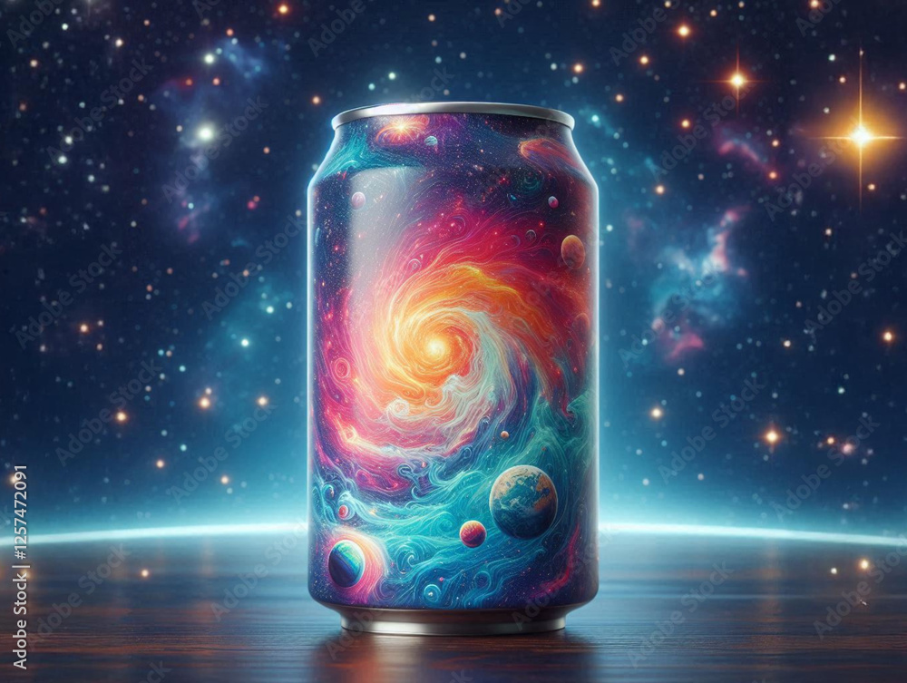 Cosmic Galaxy Soda, illustration of universe drink Cosmic Galaxy Soda, illustration of universe drink
