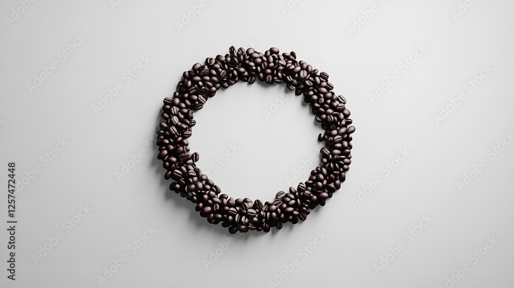 Coffee beans circular arrangement studio setting food photography minimalist display aesthetic design artful presentation Coffee beans circular arrangement studio setting food photography minimalist display aesthetic design artful presentation