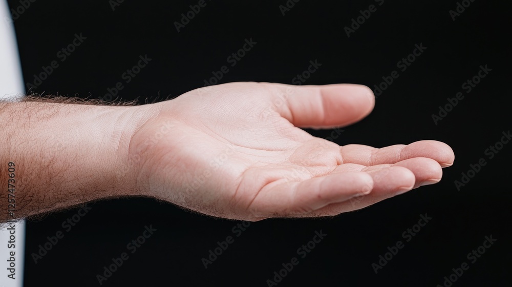 Open hand, palm up, offering gesture, black background, website graphic Open hand, palm up, offering gesture, black background, website graphic