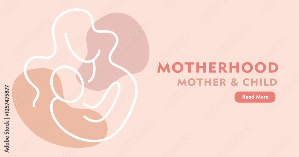 Mother and Baby One Line Website Web Page Template