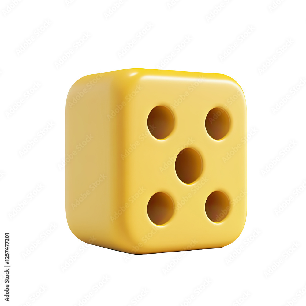 Yellow Dice Five Studio Shot White Background Yellow Dice Five Studio Shot White Background
