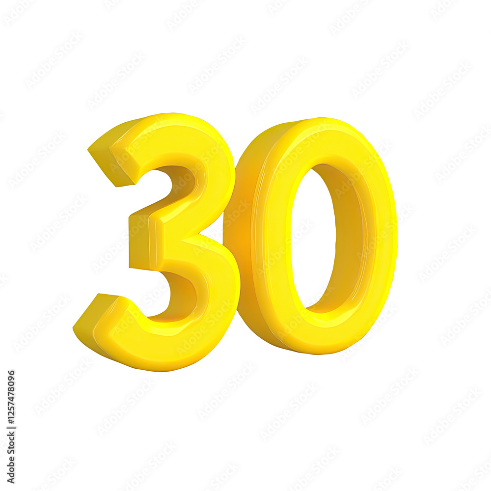 Yellow 3D thirty, number, celebration, background, design Yellow 3D thirty, number, celebration, background, design
