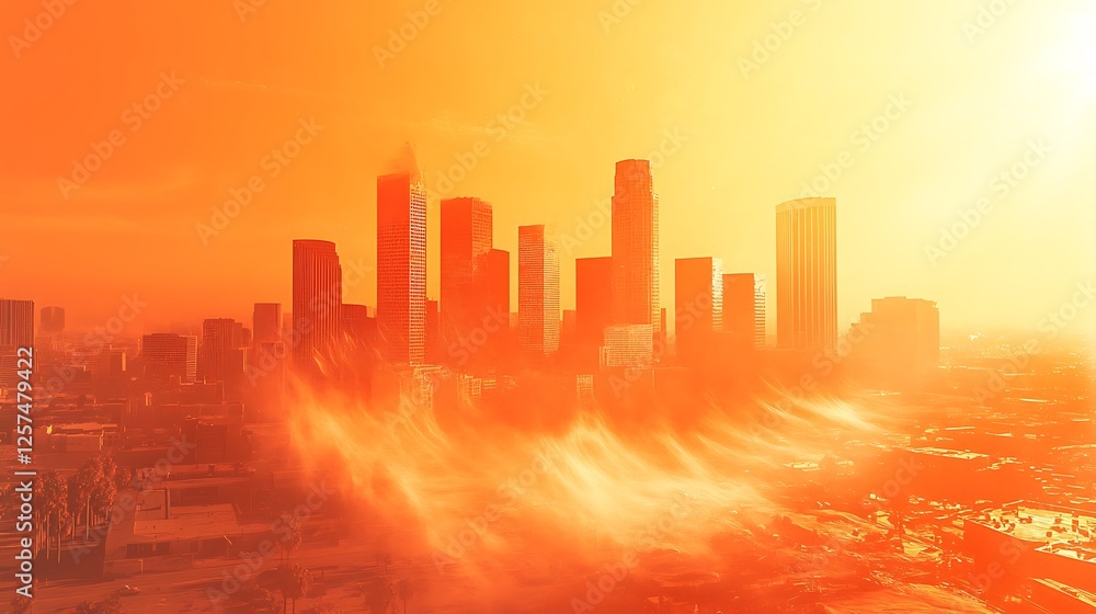 Fototapeta premium city skyline at sunset