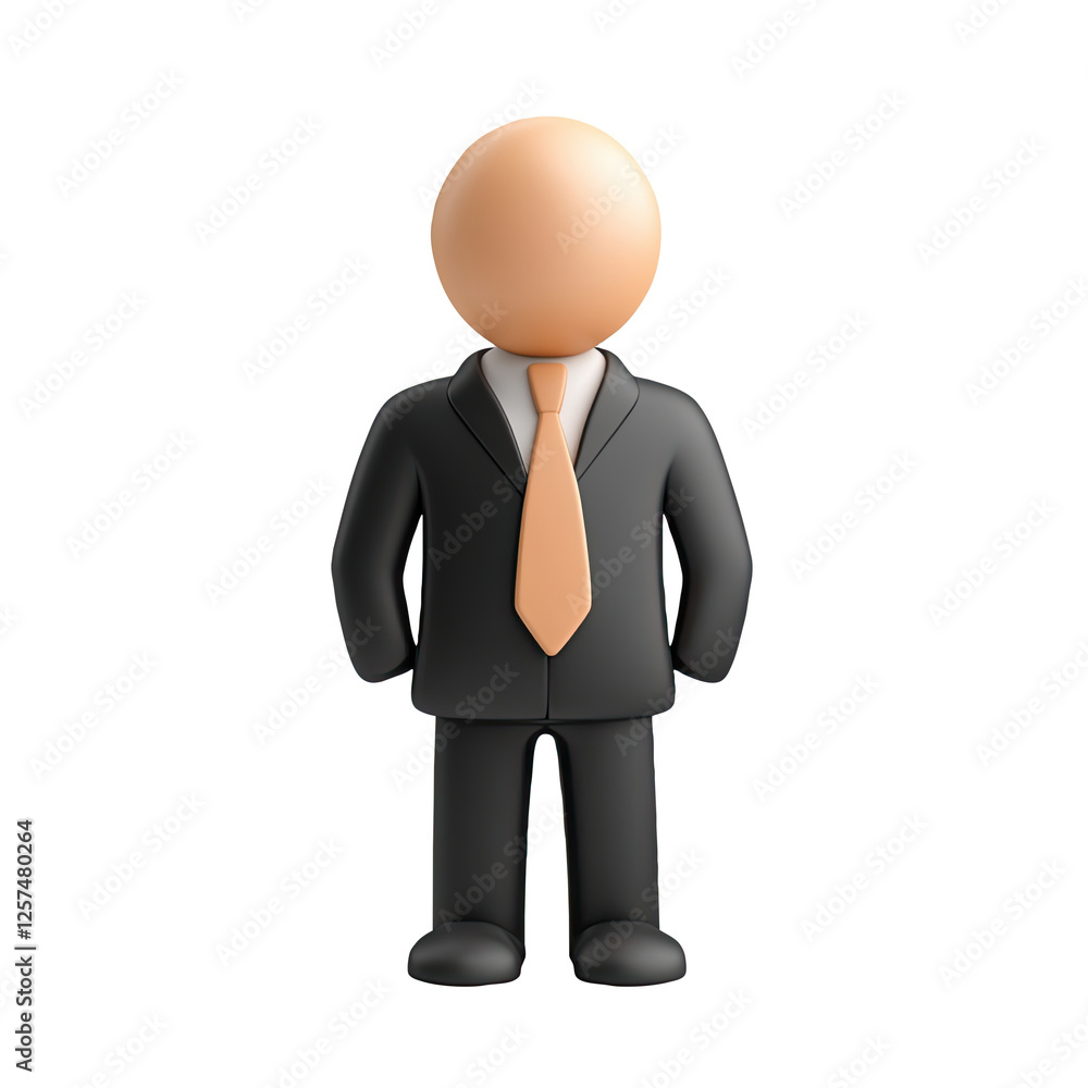 Faceless businessman, suit, tie, white background, 3D render, avatar Faceless businessman, suit, tie, white background, 3D render, avatar