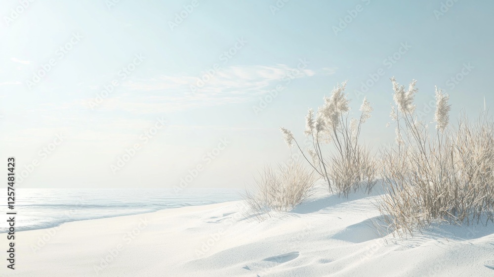 Winter Serenity: Frozen Beachscape at Dawn Winter Serenity: Frozen Beachscape at Dawn