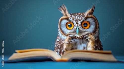 Wallpaper Mural Small owl is sitting on top of an open book Torontodigital.ca