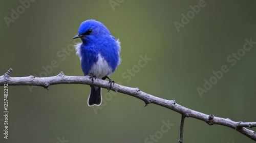 Slow Motion Shot of a Bluebird Standing – Elegant Small Bird, Vibrant Blue Plumage, Tranquil Nature Scene, Delicate Wildlife Moment, Serene Perched Pose, Feathered Beauty, Peaceful Outdoor Setting