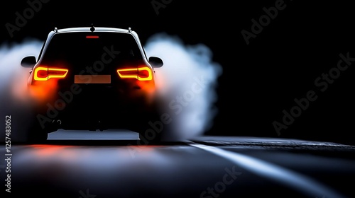 A car driving on a road with smoke coming out of it