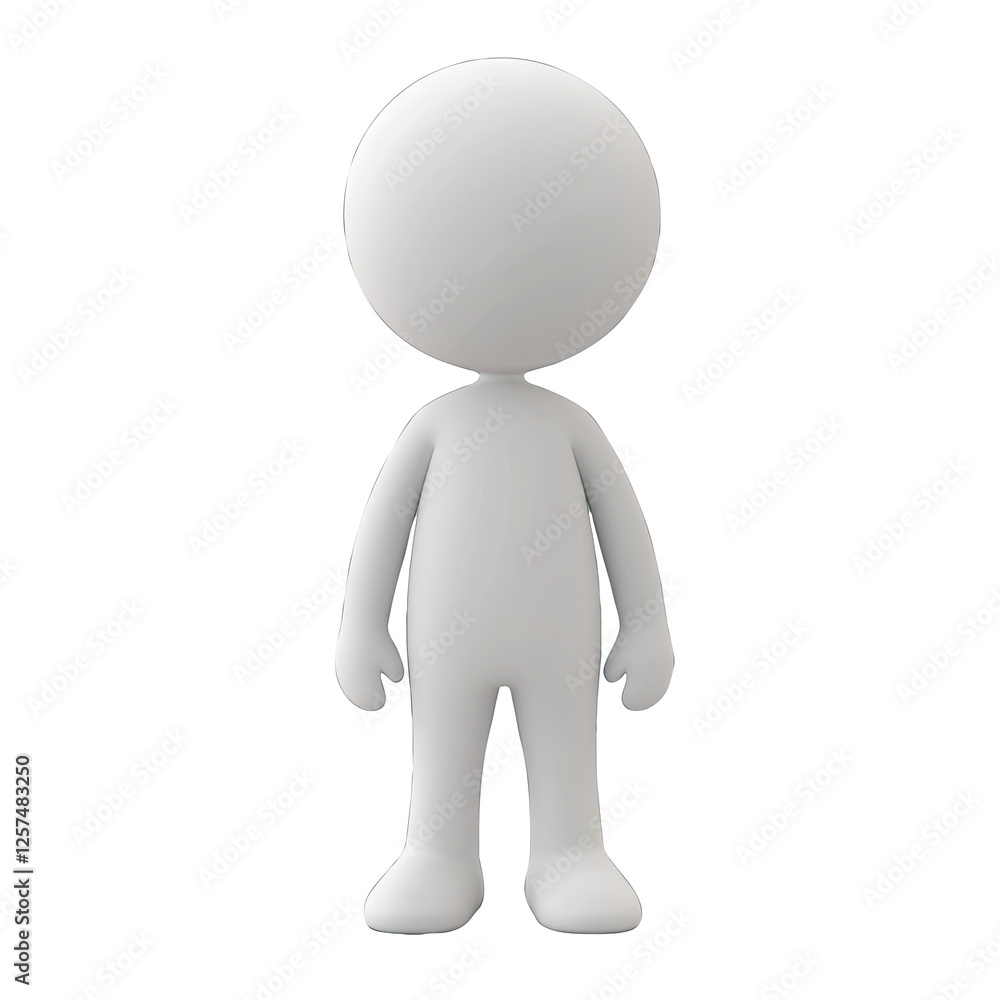 White 3D person standing, isolated background, avatar White 3D person standing, isolated background, avatar
