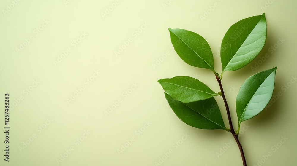Obraz premium Green leaves on pastel background, nature, spring, growth, eco-friendly concept