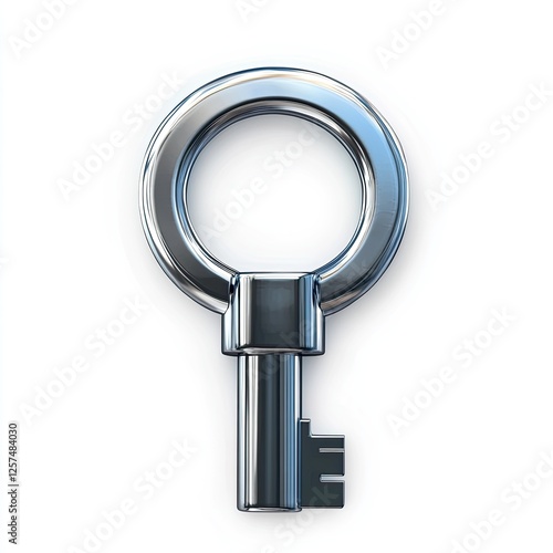 3D Metallic Key Isolated on White photo