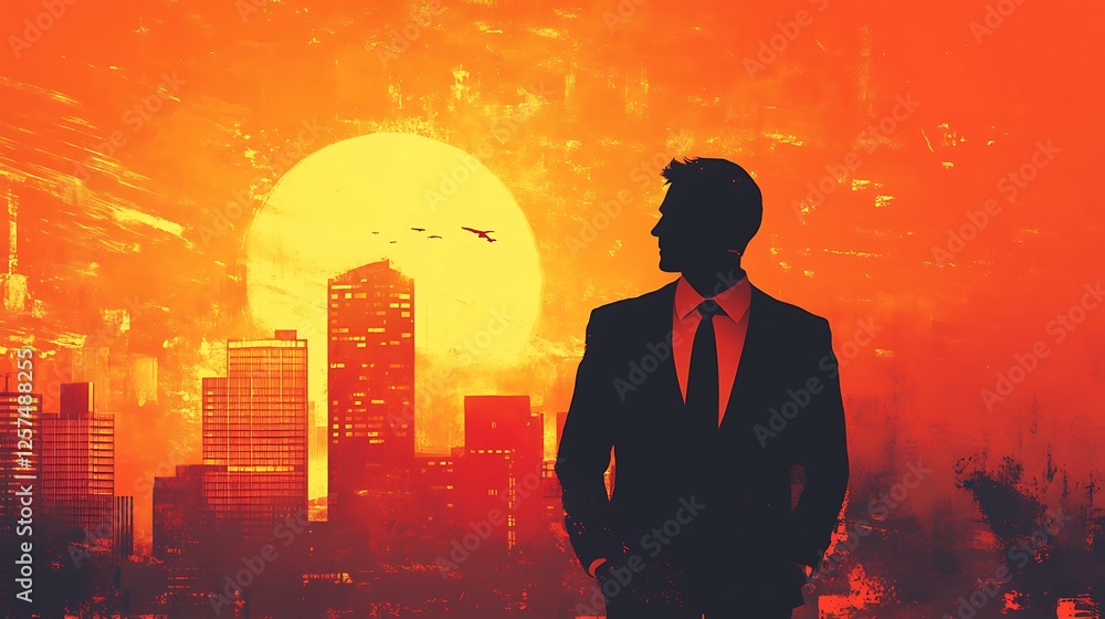 business man in front of city business man in front of city