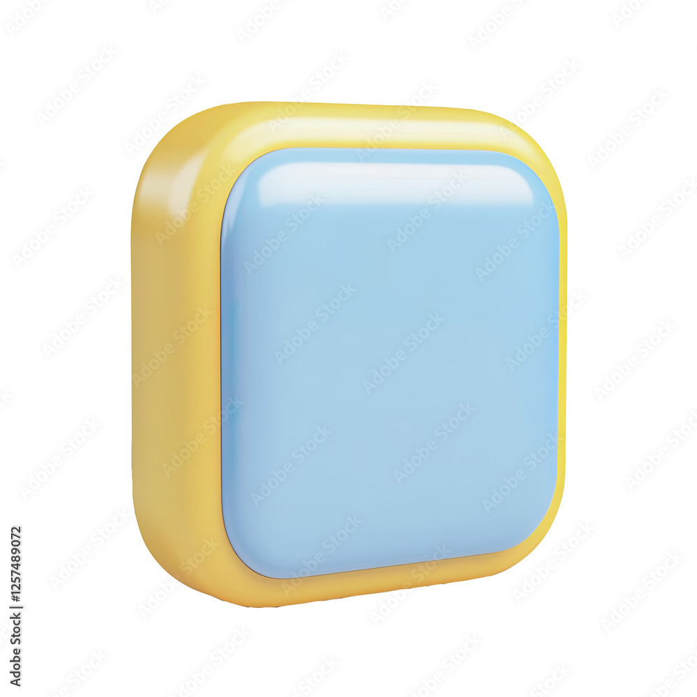 Square app icon, pastel colors, white background, digital interface element Square app icon, pastel colors, white background, digital interface element