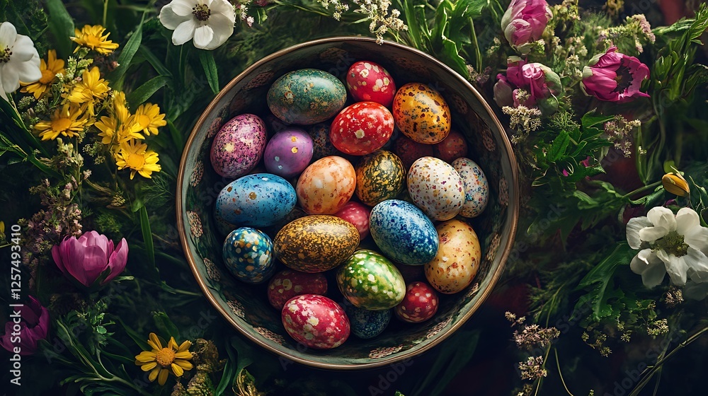 Fototapeta premium easter eggs in a basket
