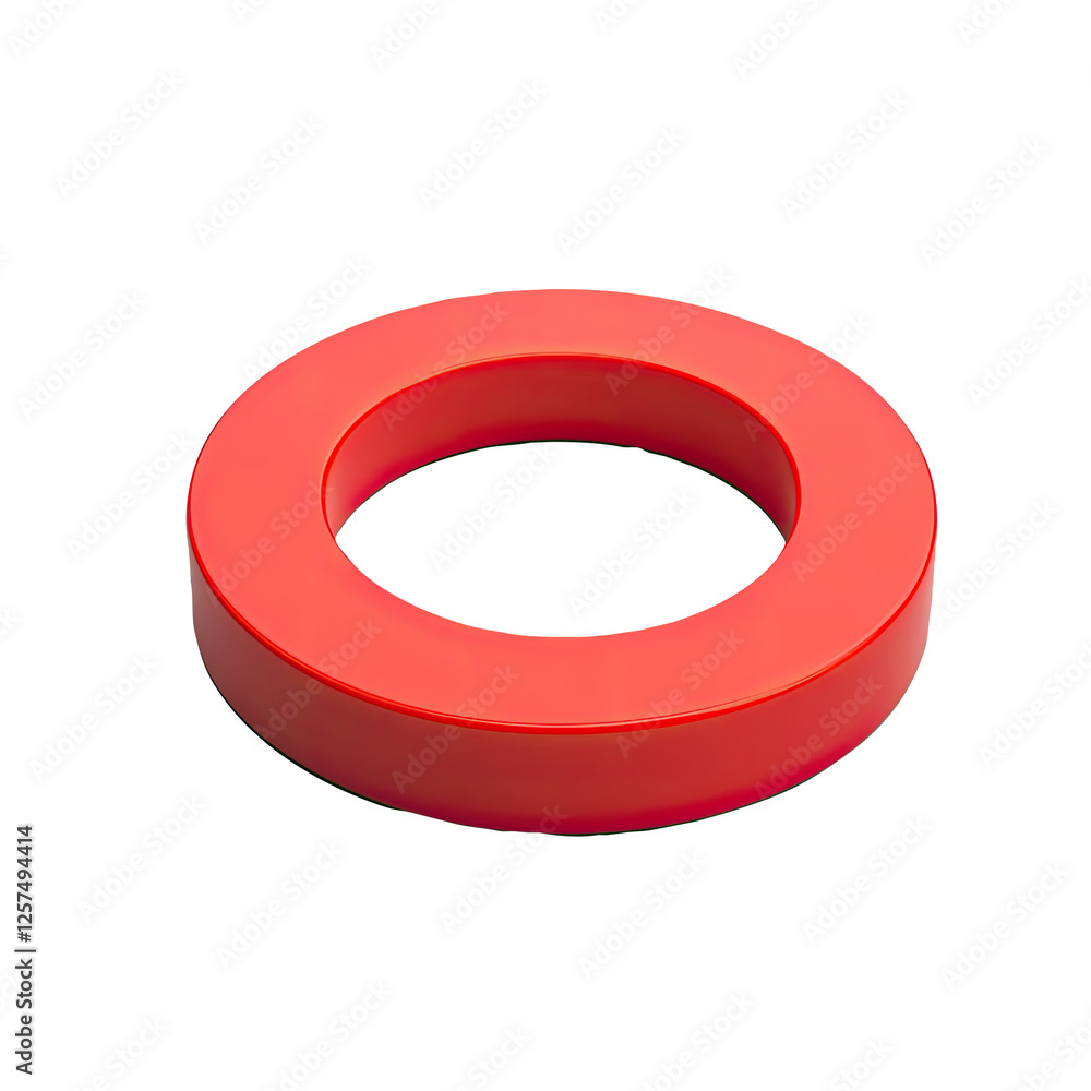 Red ring object on white background, studio shot Red ring object on white background, studio shot