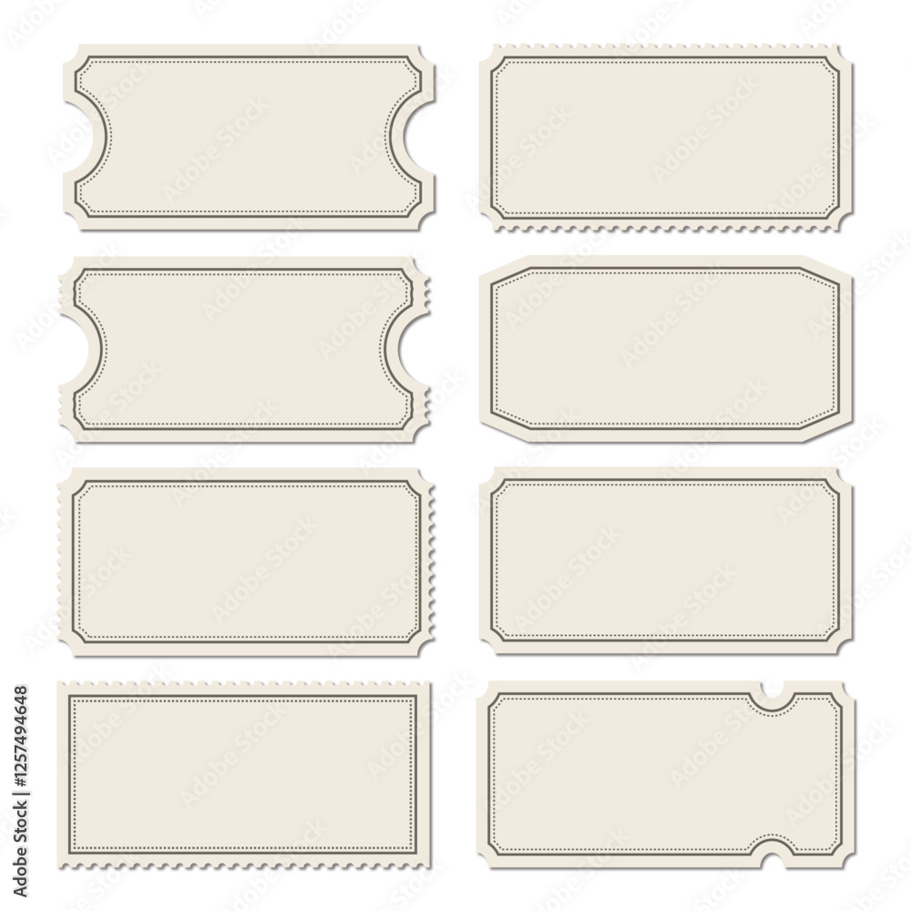 Set of backgrounds for retro movie ticket, theater, festival on a cream background vector illustration Set of backgrounds for retro movie ticket, theater, festival on a cream background vector illustration